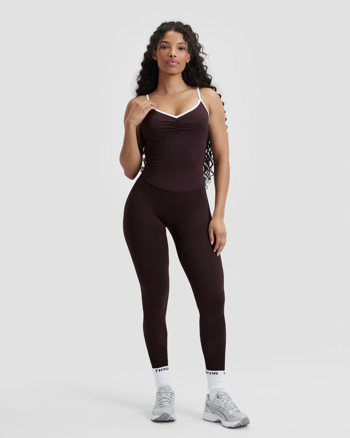 RiseFit Outline Cross Back Tank Top Coffee