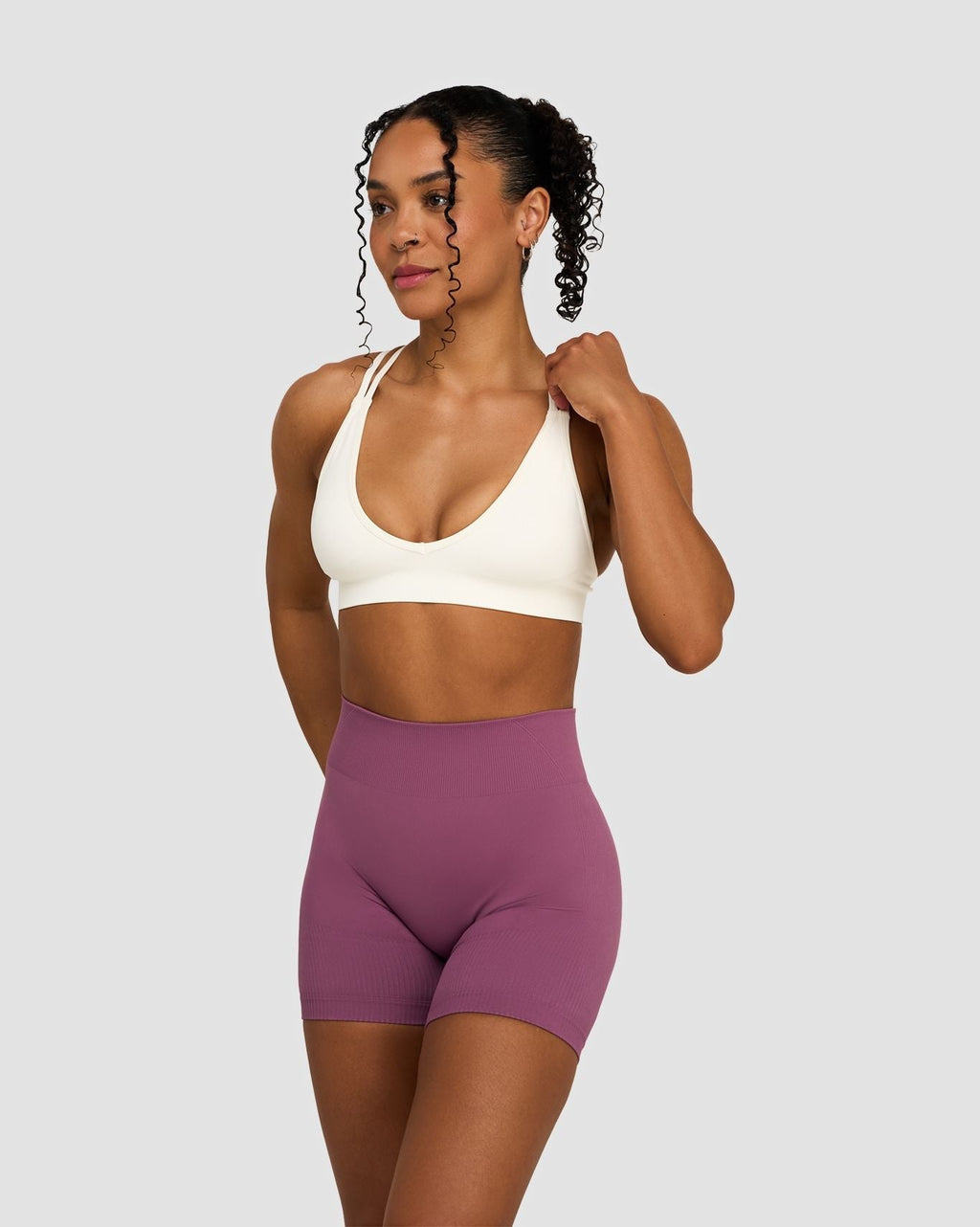 RiseFit Sculpting Mid Waist Scrunch Shorts Orchid Mauve