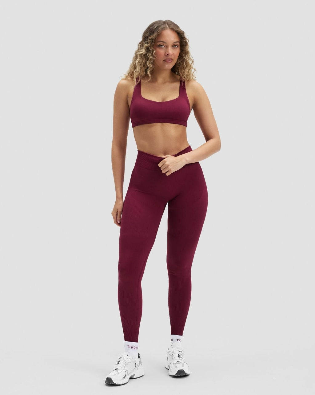 RiseFit Sculpting Mid Waist Scrunch Leggings Cherry Berry