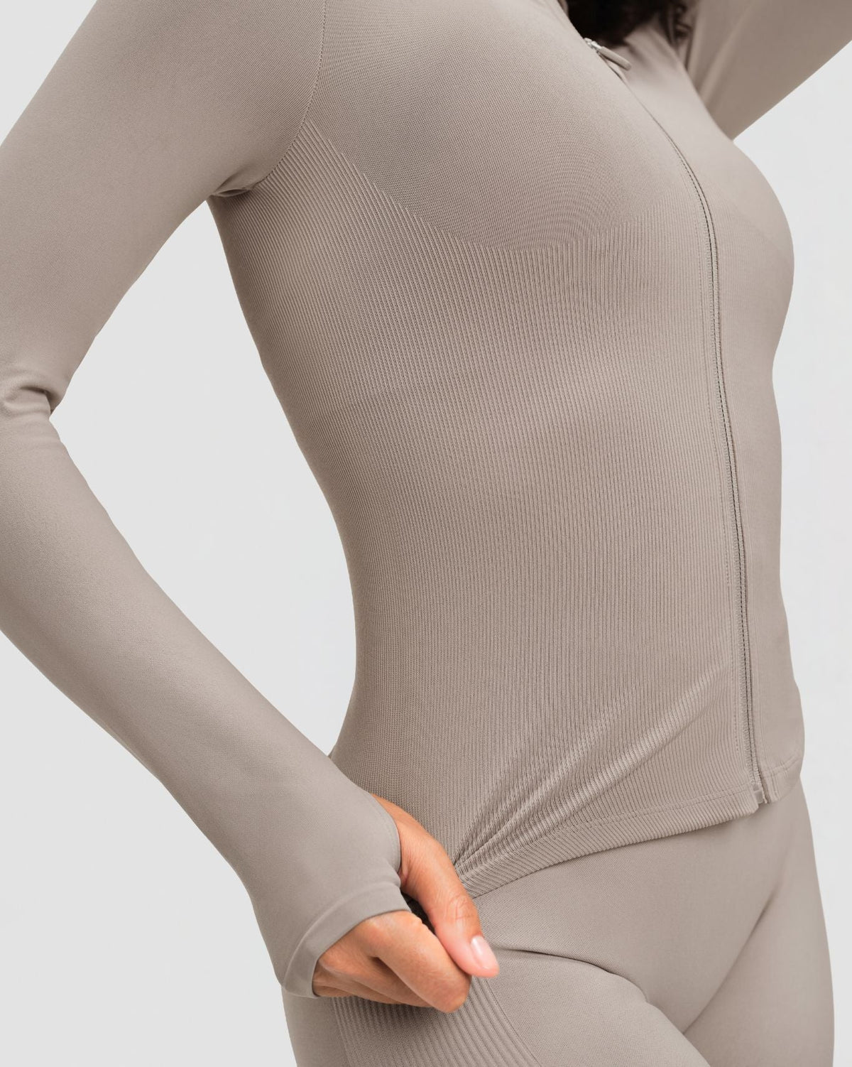 Elevate™ Compression Long Sleeve Jacket | Latte