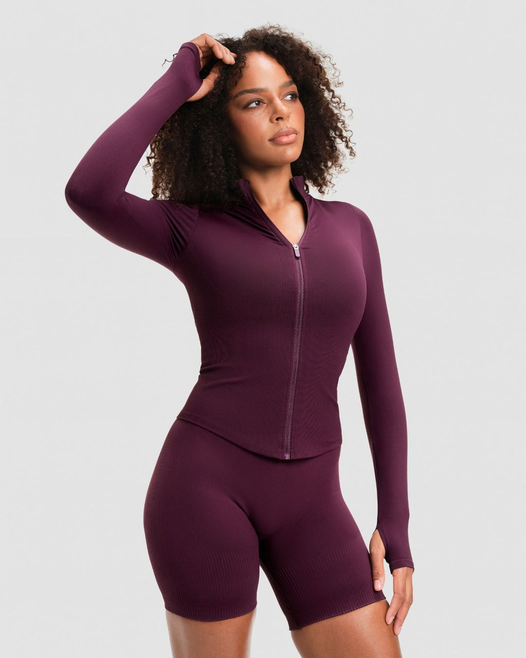 Elevate™ Compression Long Sleeve Jacket | Winter Plum