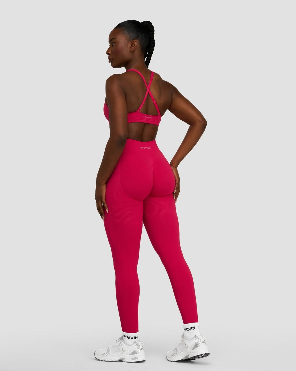 RiseFit Sculpting Mid Waist Scrunch Leggings Strawberry