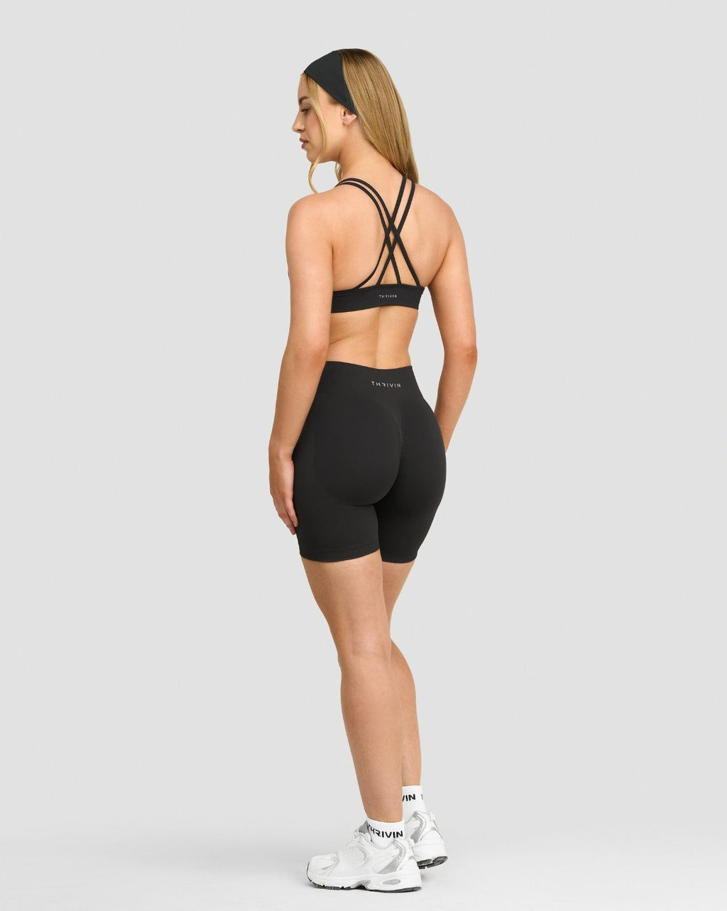 RiseFit Sculpting Mid Waist Scrunch Shorts Charcoal Grey