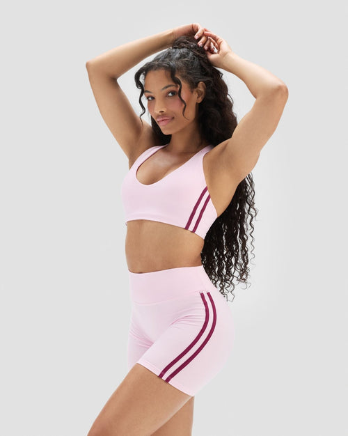 Essence Stripe Racer Back Sports Bra Cherry Blossom