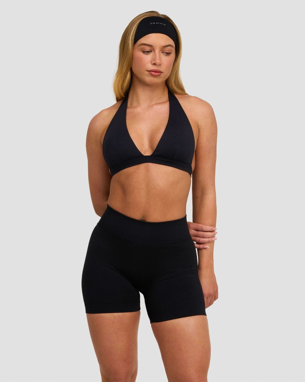 Elevate™ Sculpting Seamless V-Neck Halter Bra | Night Black