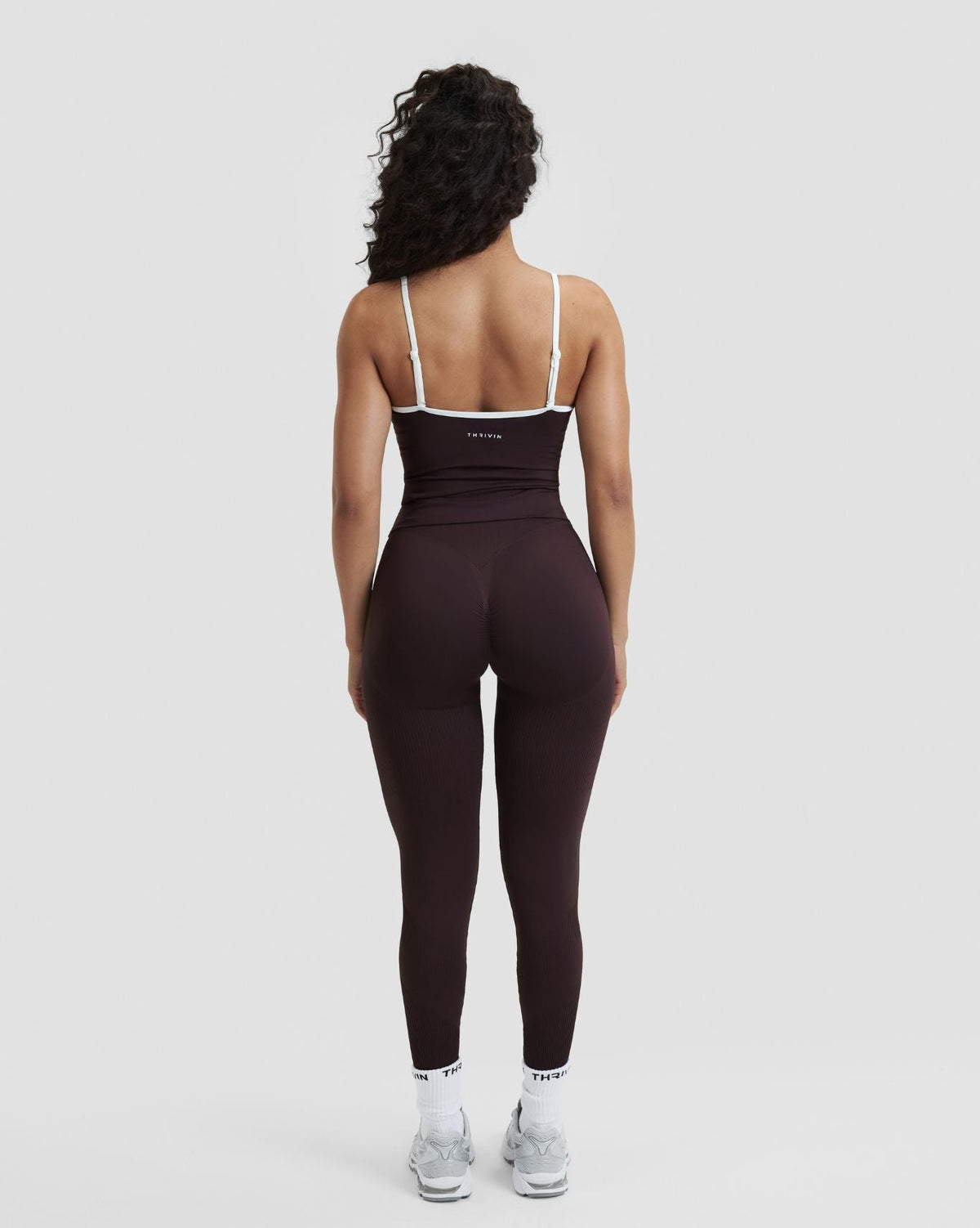 RiseFit Outline Cross Back Tank Top Coffee