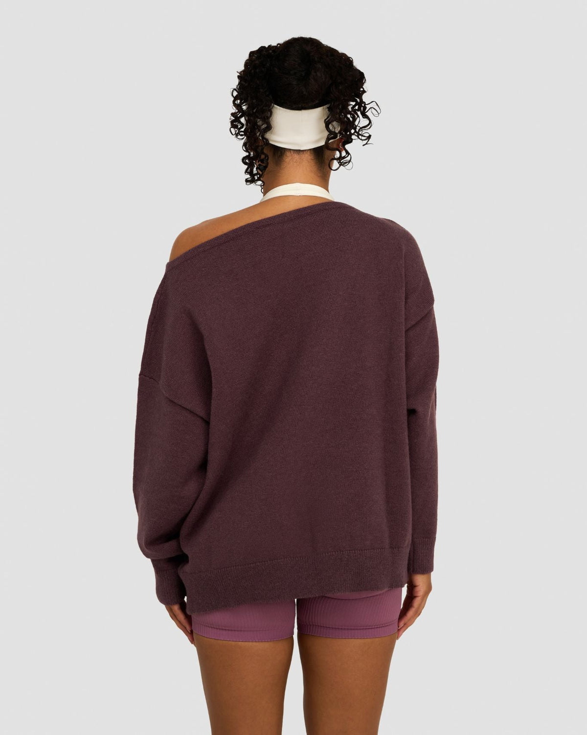 The Essential Collection Off The Shoulder Wool Blend Sweater Dark Mauve