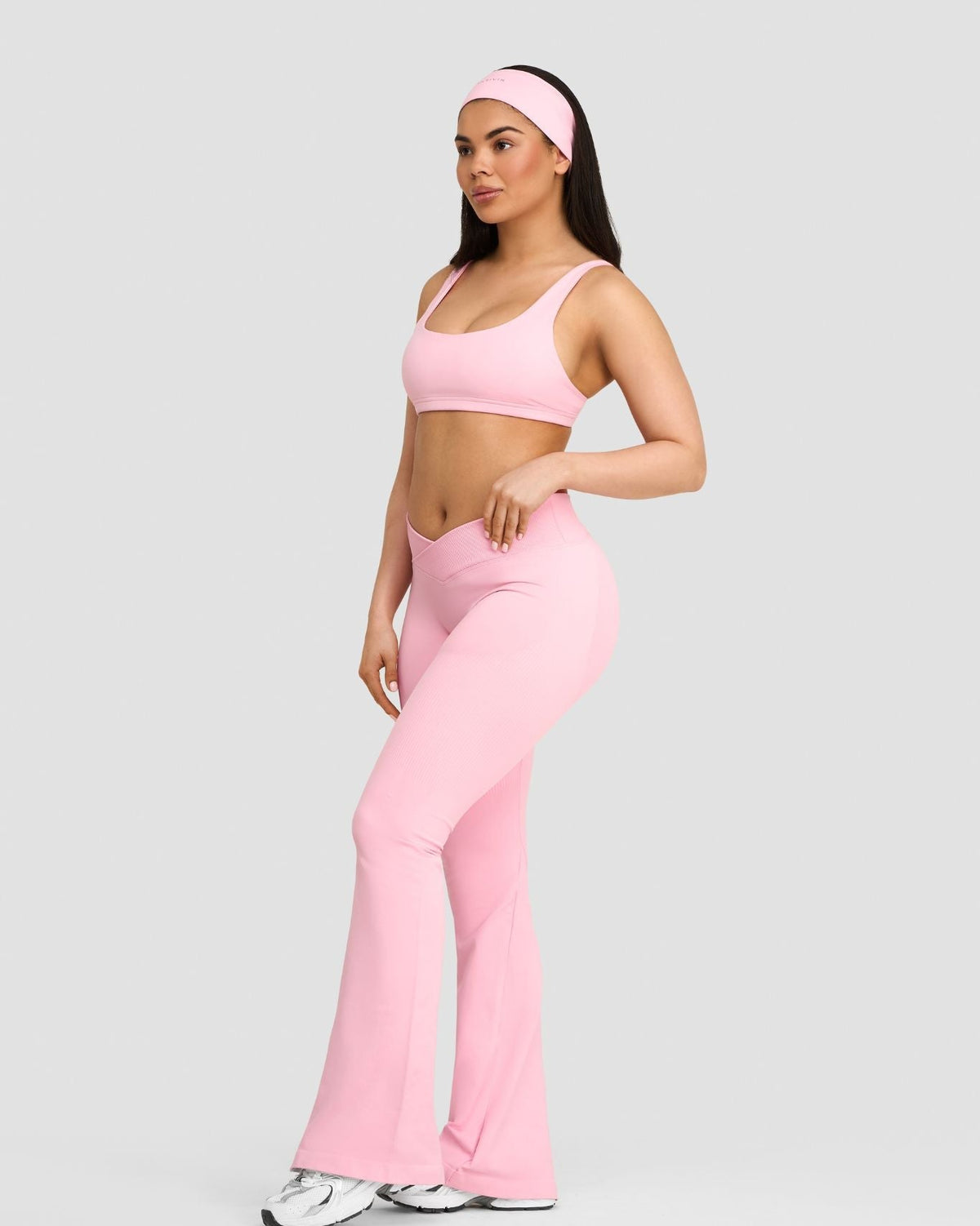 RiseFit Sculpting Mid V-Waist Flare Leggings Cotton Pink