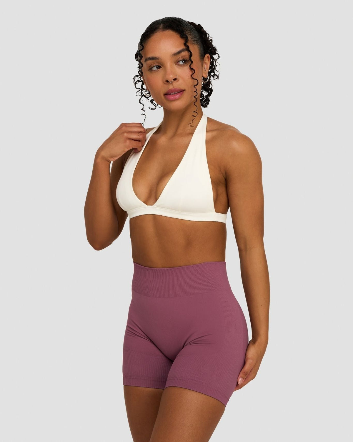 Elevate™ Sculpting Seamless V-Neck Halter Bra | Cream