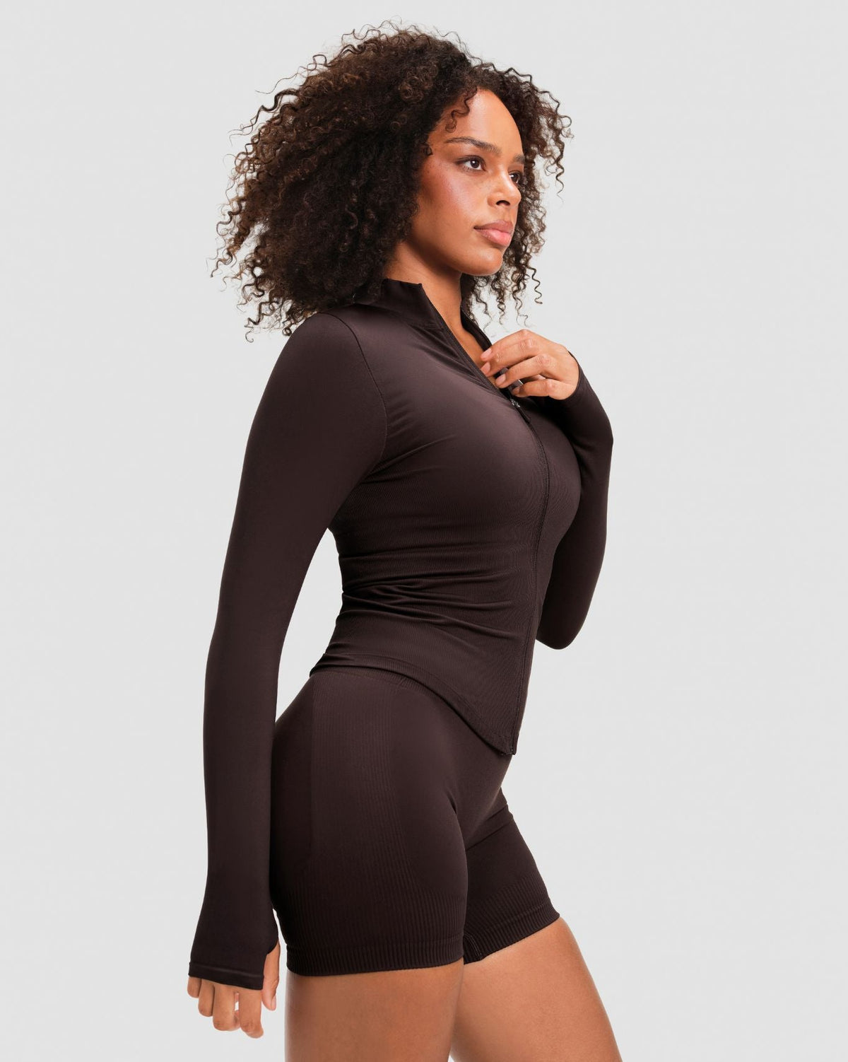 RiseFit Compression Long Sleeve Jacket Coffee