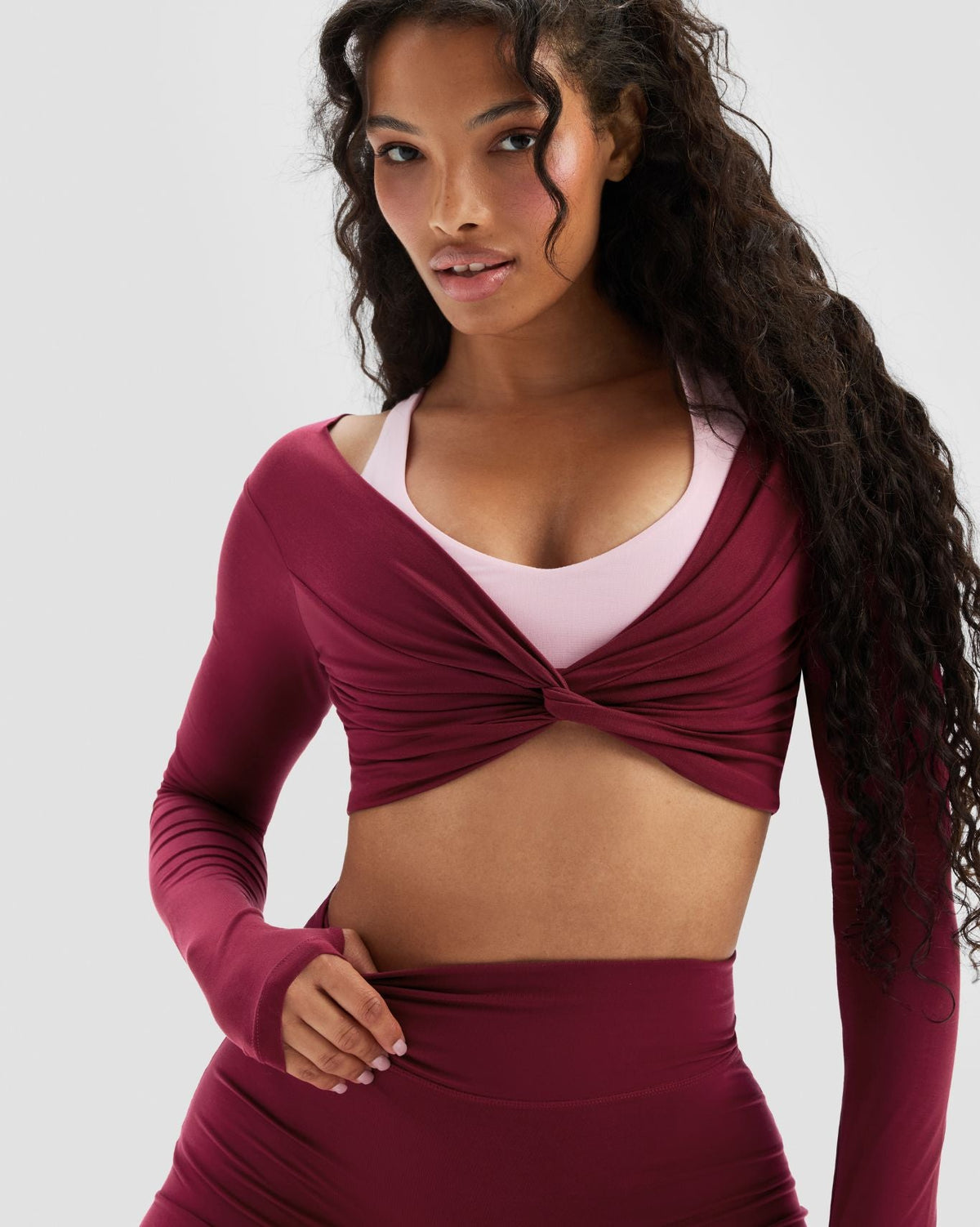 Essence Twist Knot Long Sleeve Top | Cherry Berry