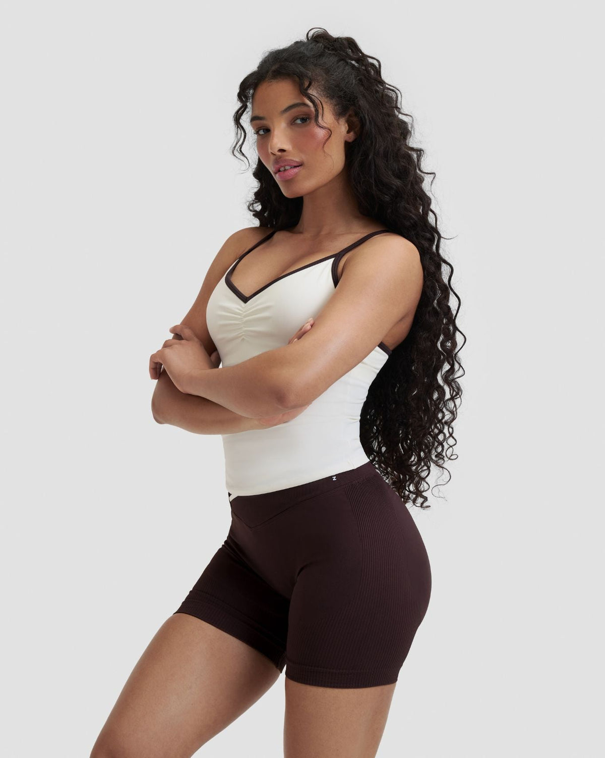 RiseFit Outline Cross Back Tank Top Cream
