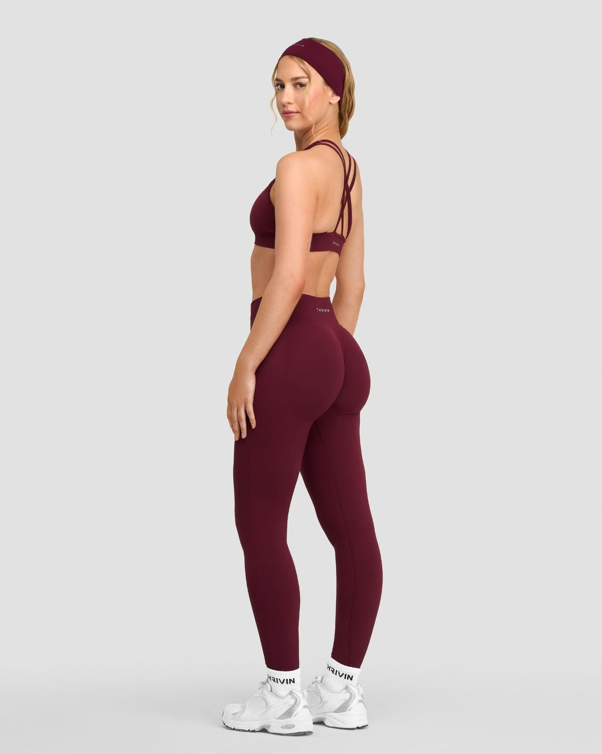 RiseFit Sculpting Mid Waist Scrunch Leggings Merlot