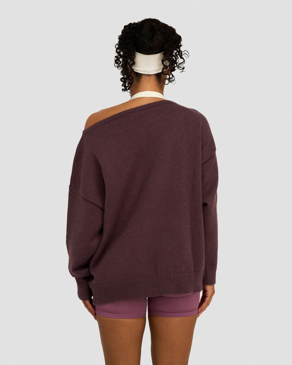 The Essential Collection Off The Shoulder Wool Blend Sweater | Dark Mauve