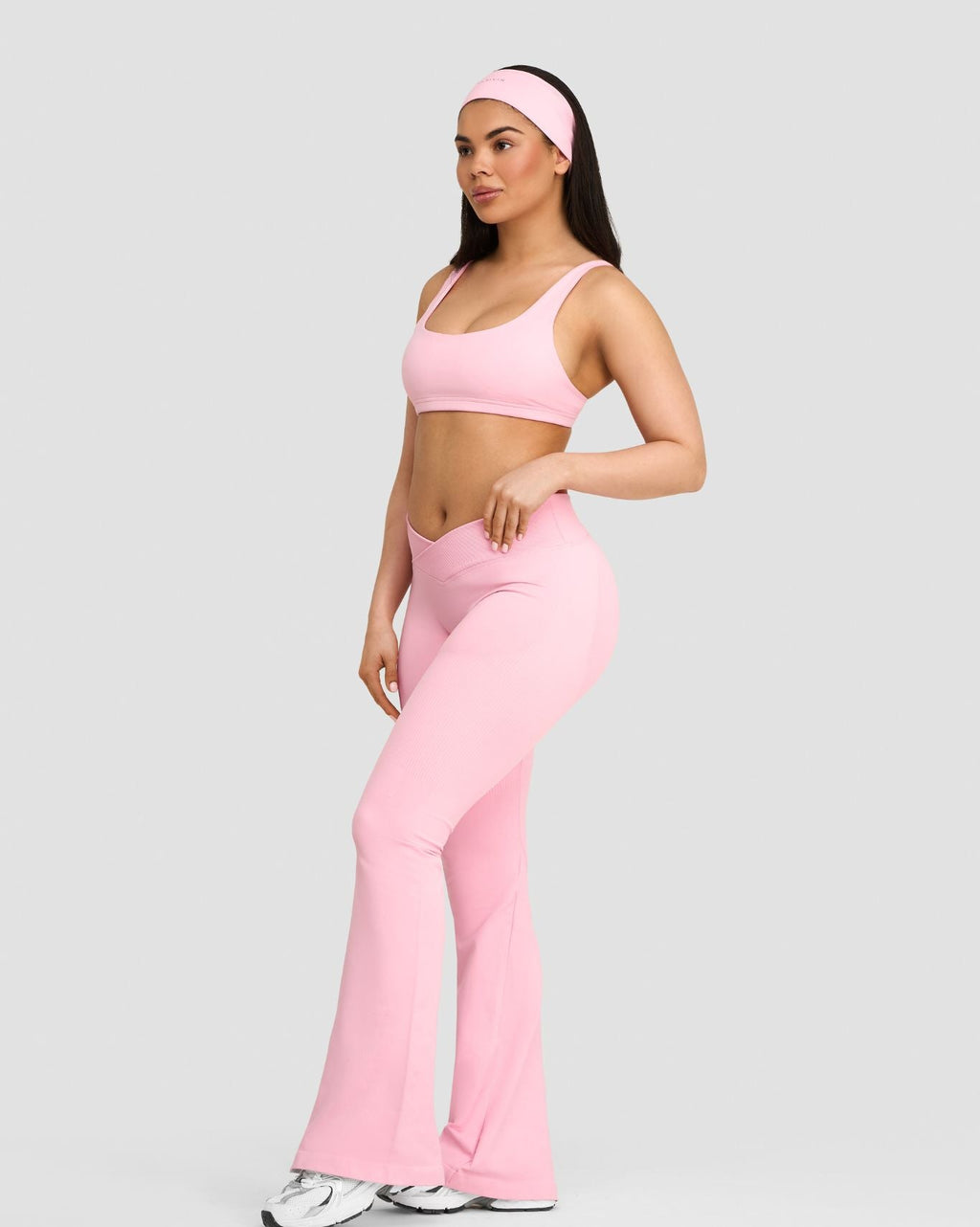 Elevate™ Sculpting Mid V-Waist Flare Leggings | Cotton Pink