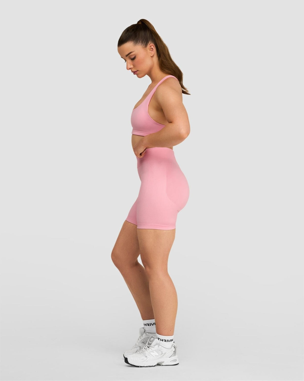 RiseFit Sculpting Mid Waist Scrunch Shorts Cotton Pink