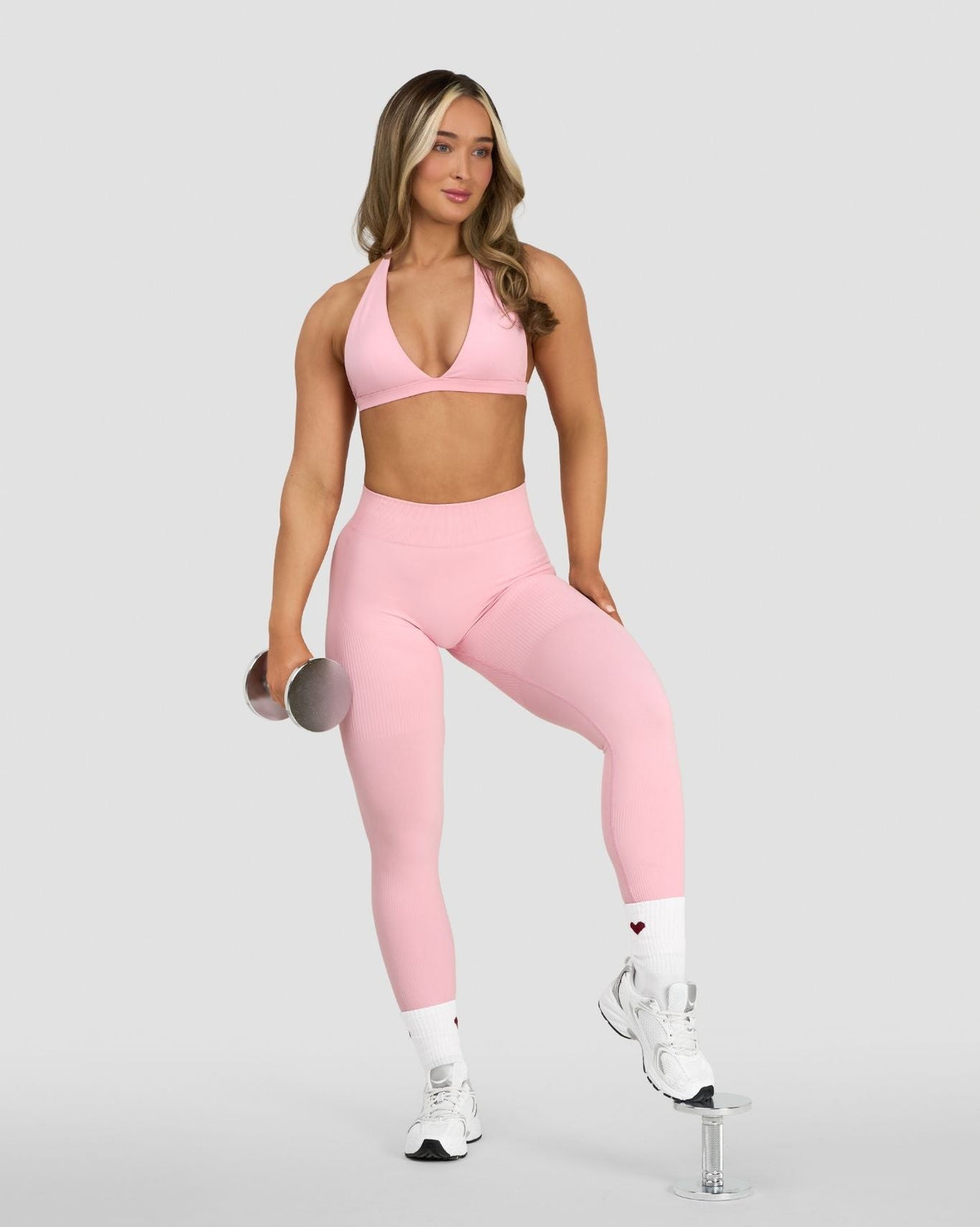 Elevate™ Sculpting Seamless V-Neck Halter Bra | Cotton Pink