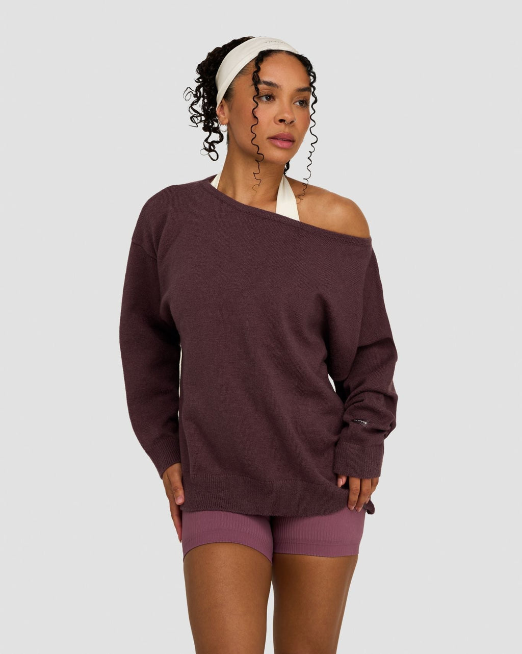 The Essential Collection Off The Shoulder Wool Blend Sweater Dark Mauve