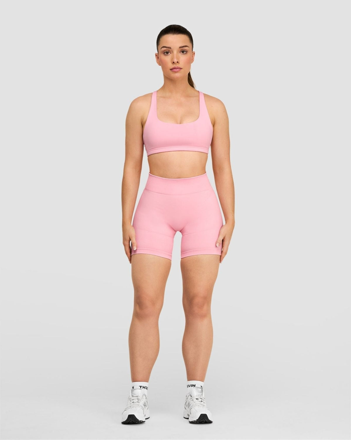 RiseFit Sculpting Mid Waist Scrunch Shorts Cotton Pink