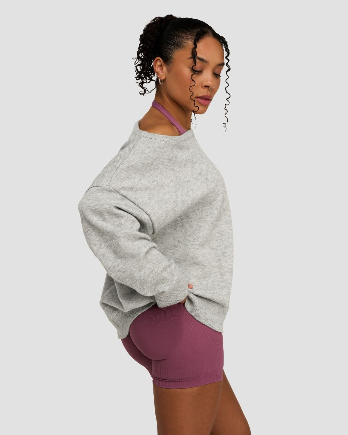 The Essential Collection Off The Shoulder Wool Blend Sweater | Grey Melange
