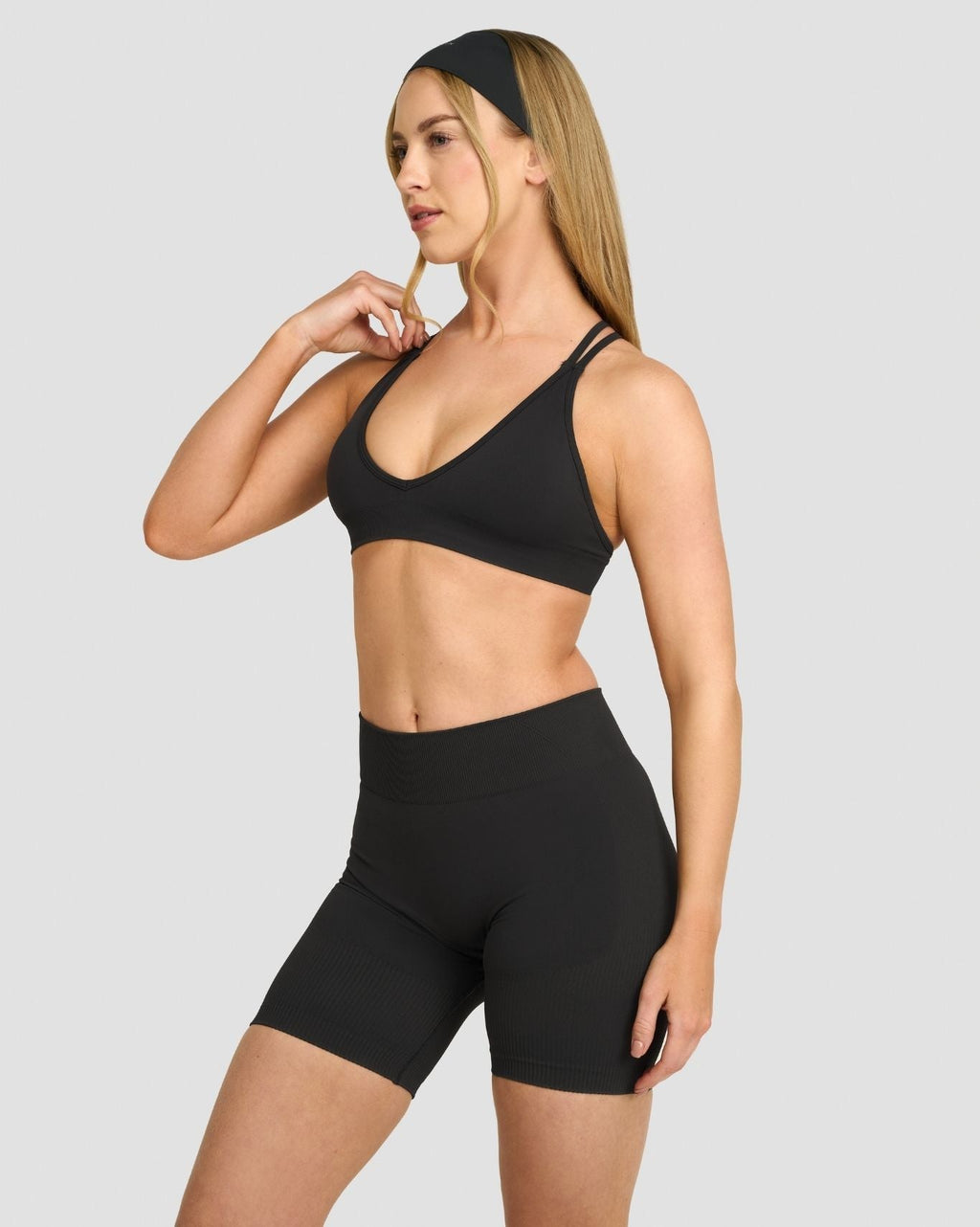 RiseFit Sculpting Mid Waist Scrunch Shorts Charcoal Grey