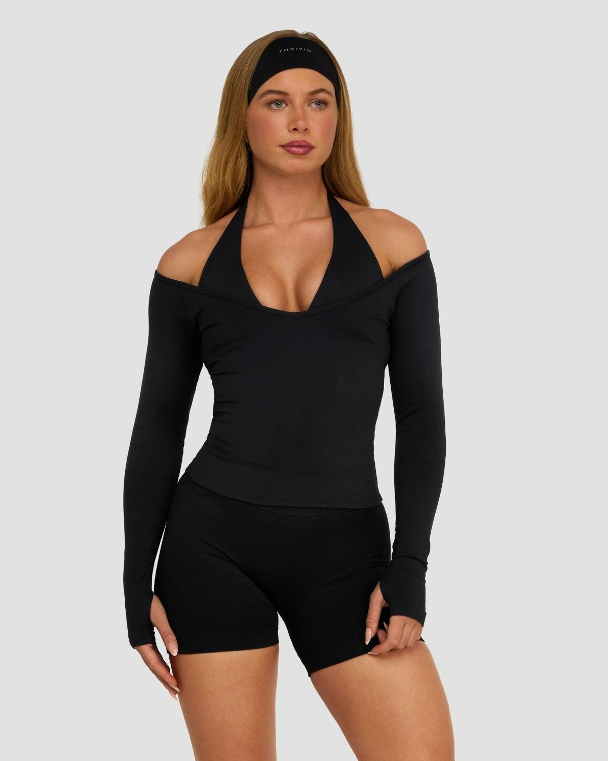 RiseFit Sculpting Seamless V-Neck Top Night Black