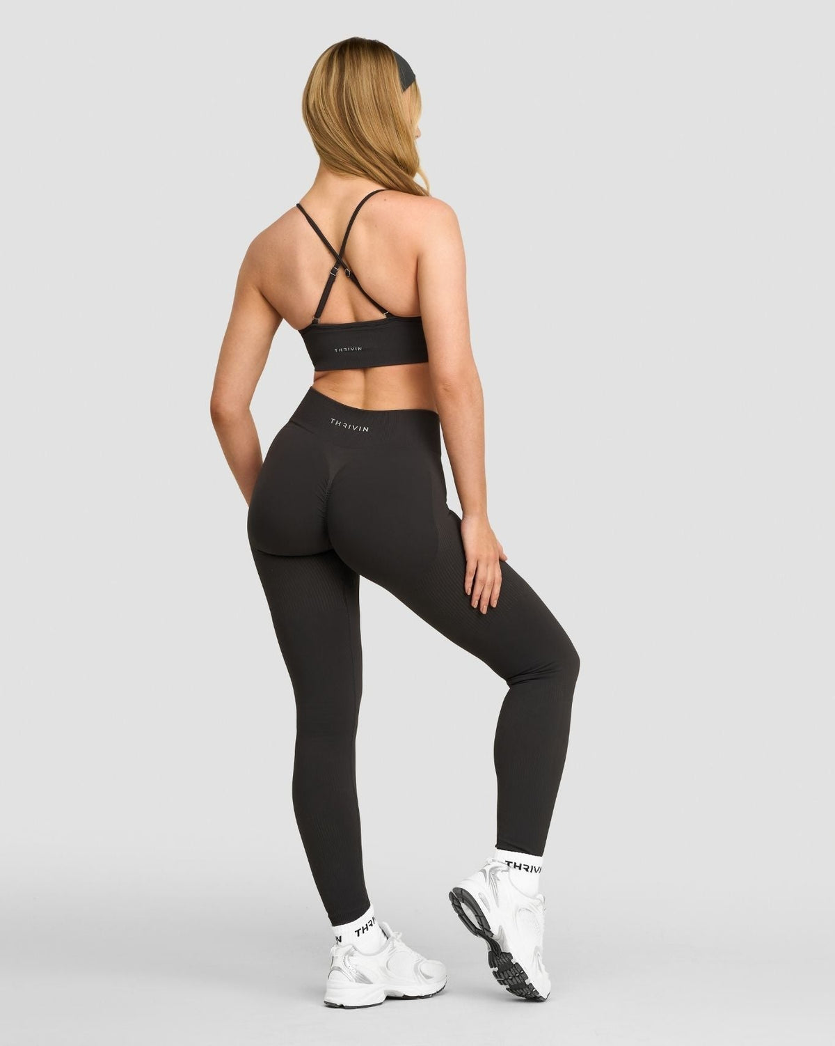 RiseFit Sculpting Mid Waist Scrunch Leggings Charcoal Grey