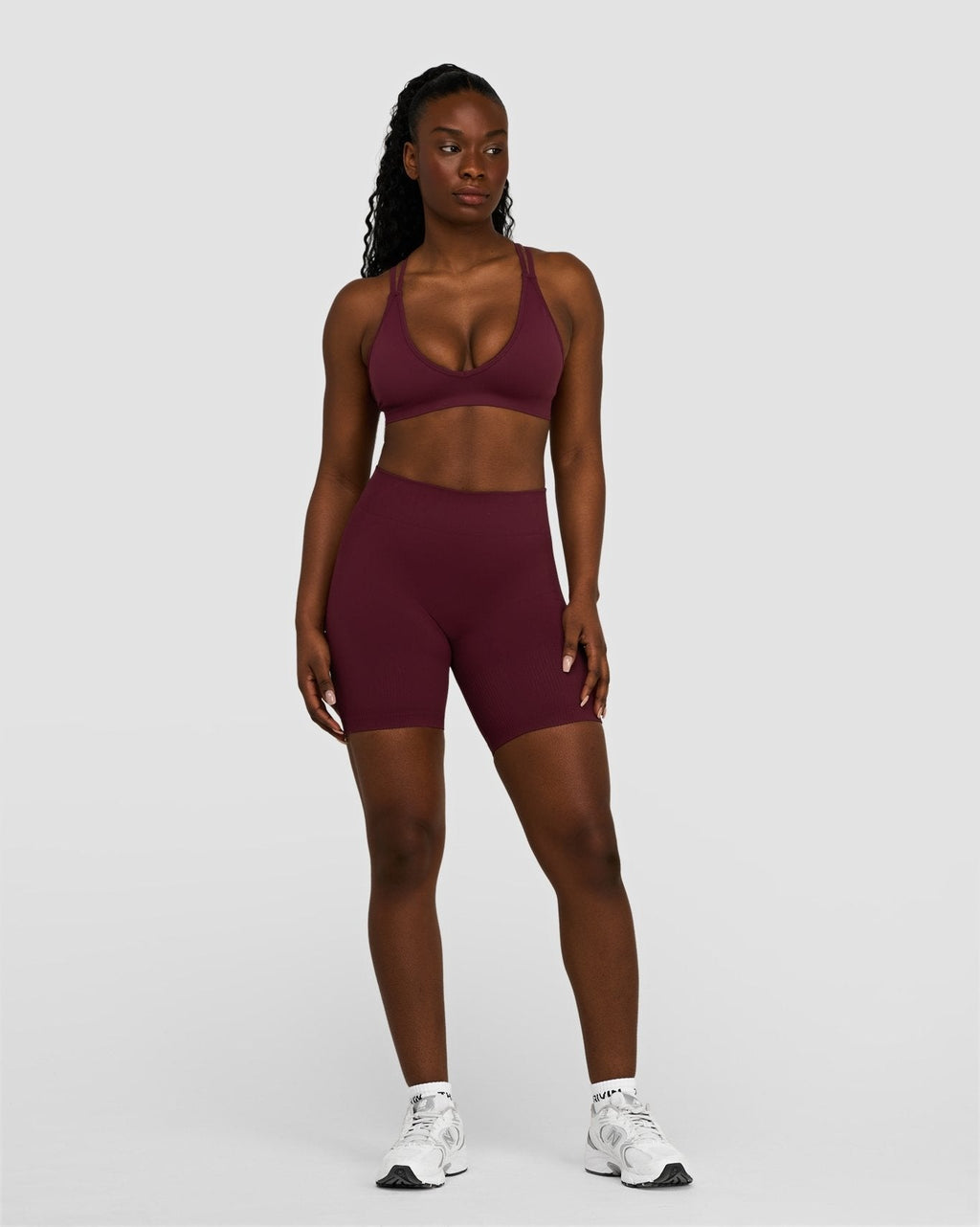RiseFit Sculpting Mid Waist Scrunch Shorts Merlot