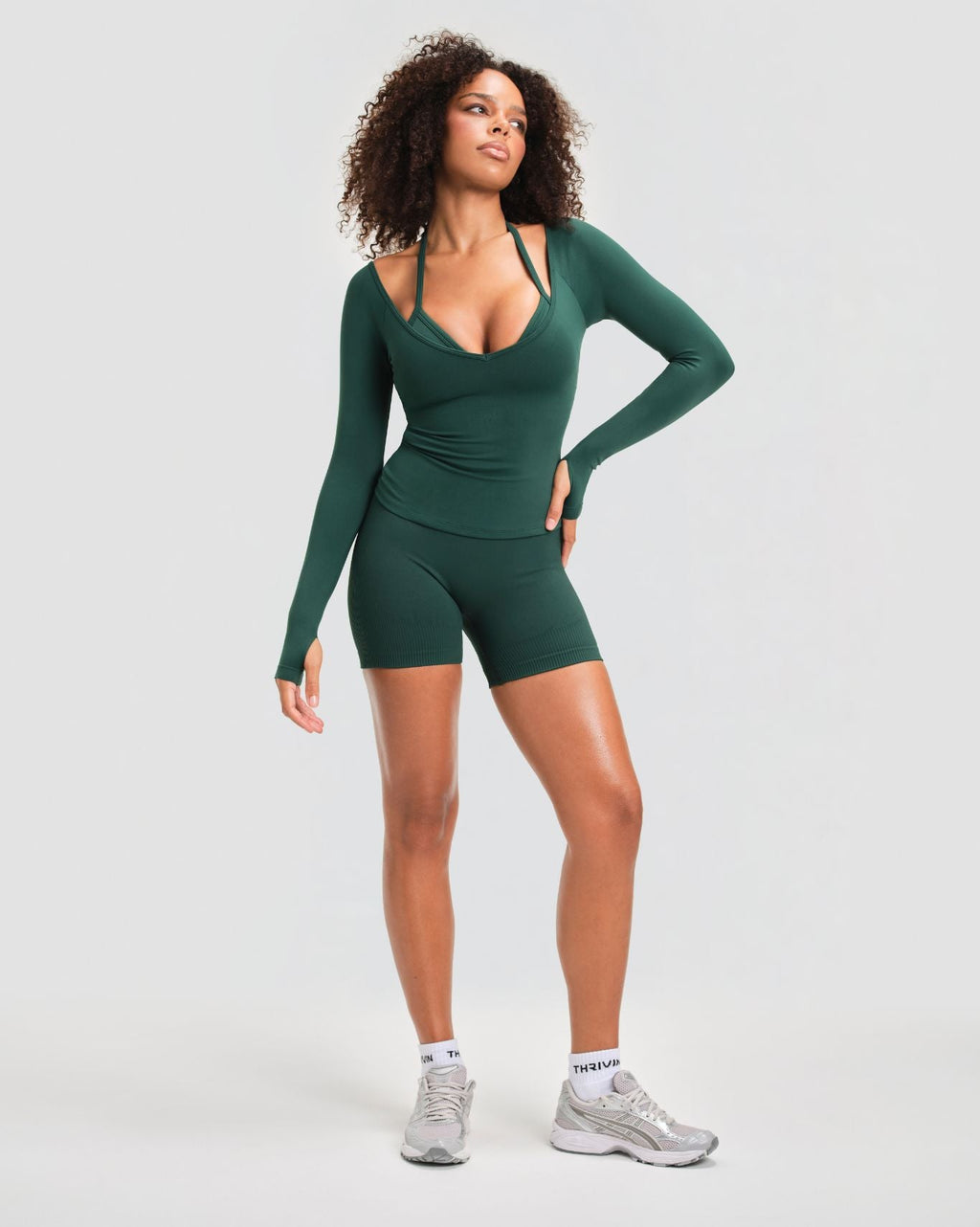 Elevate™ Sculpting Seamless V-Neck Top | Pine Green