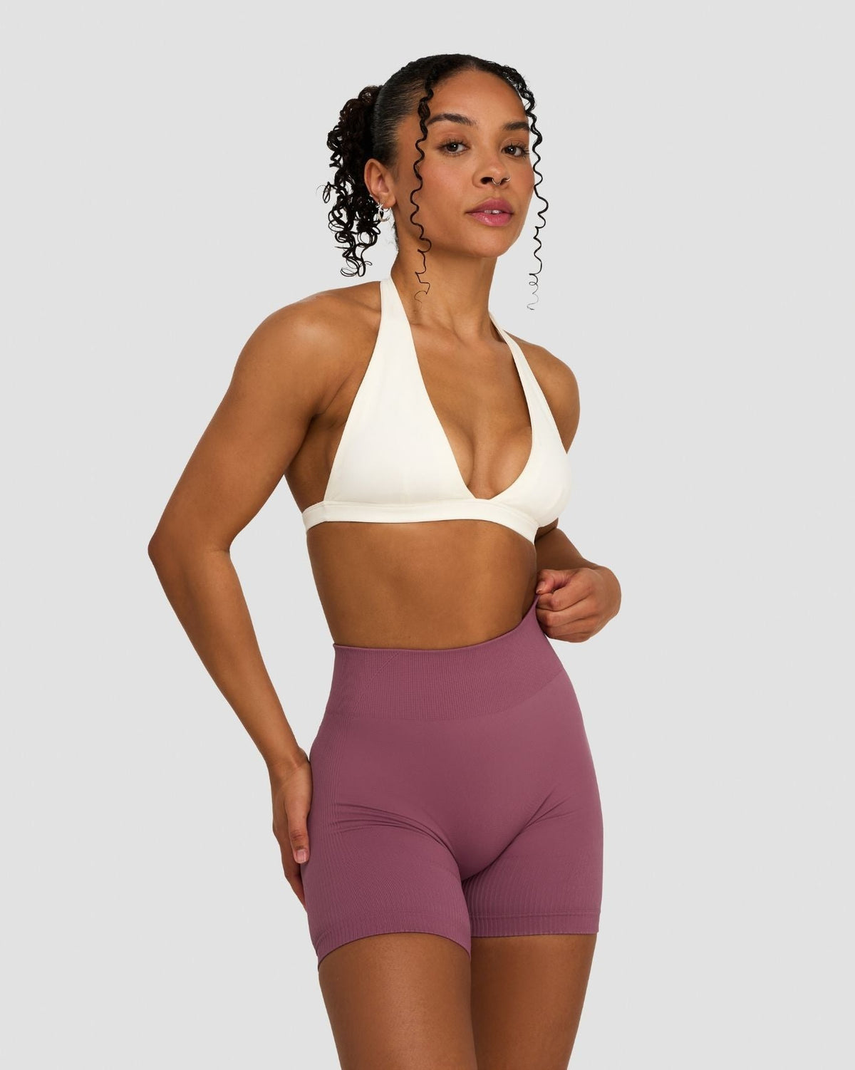 Elevate™ Sculpting Seamless V-Neck Halter Bra | Cream