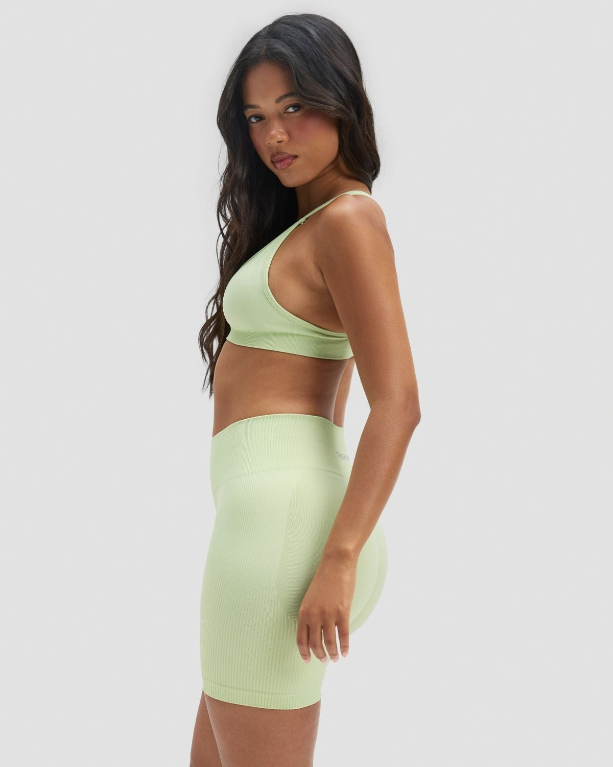 RiseFit Sculpting High Waist Scrunch Shorts Pistachio Green