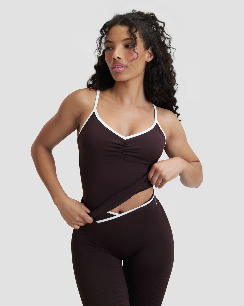 RiseFit Outline Cross Back Tank Top Coffee