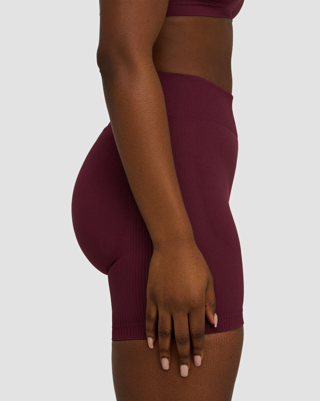 RiseFit Sculpting Mid Waist Scrunch Shorts Merlot
