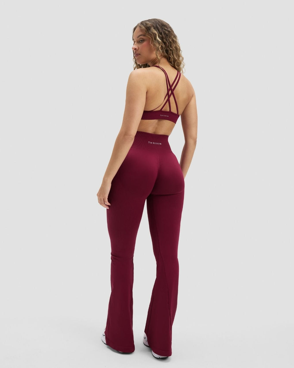 RiseFit Sculpting High Waist Flare Leggings Cherry Berry