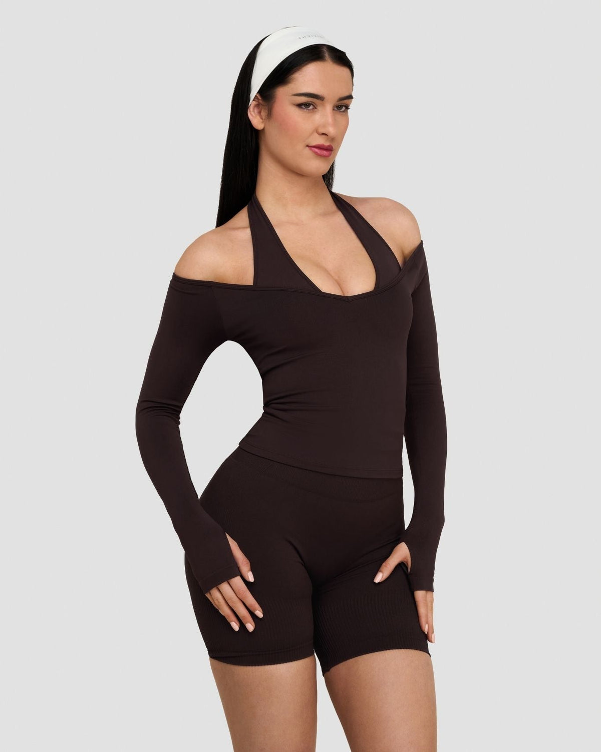 RiseFit Sculpting Seamless V-Neck Top Coffee