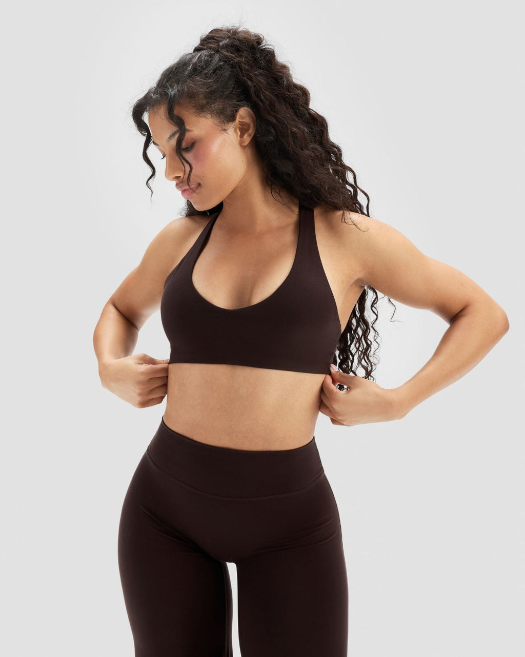 Essence Racer Back Sports Bra | Coffee