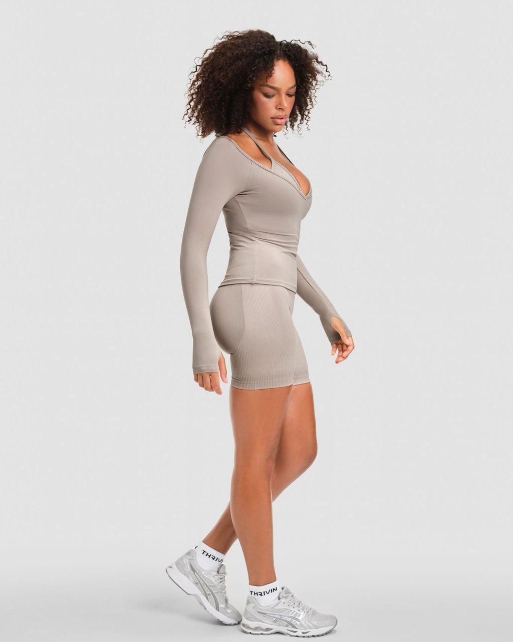 RiseFit Sculpting Seamless V-Neck Top Latte