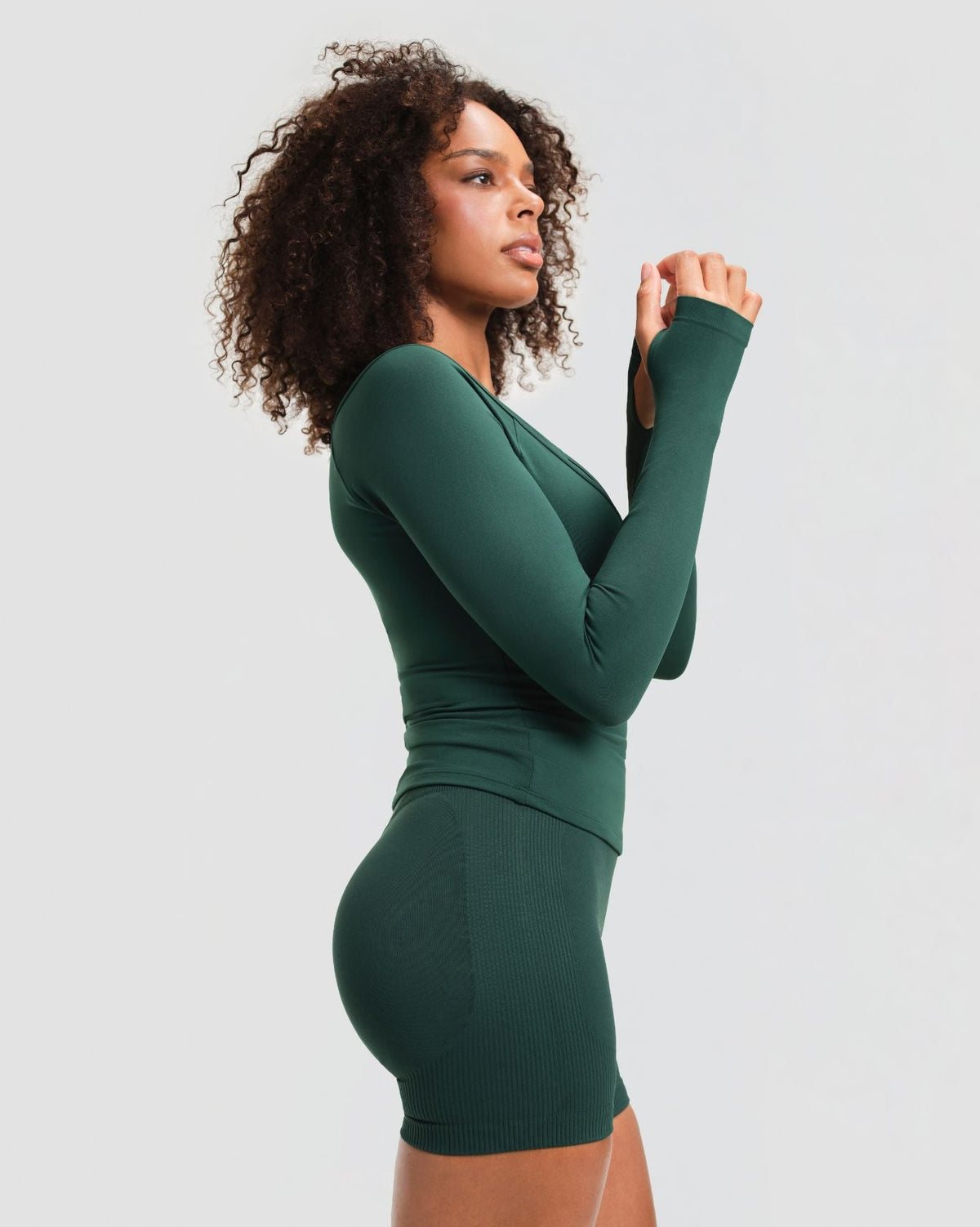 Elevate™ Sculpting Seamless V-Neck Top | Pine Green