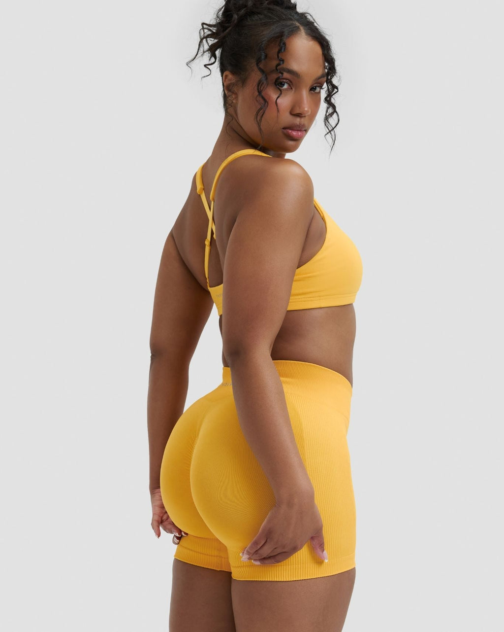 RiseFit Sculpting Mid Waist Scrunch Shorter Shorts Banana