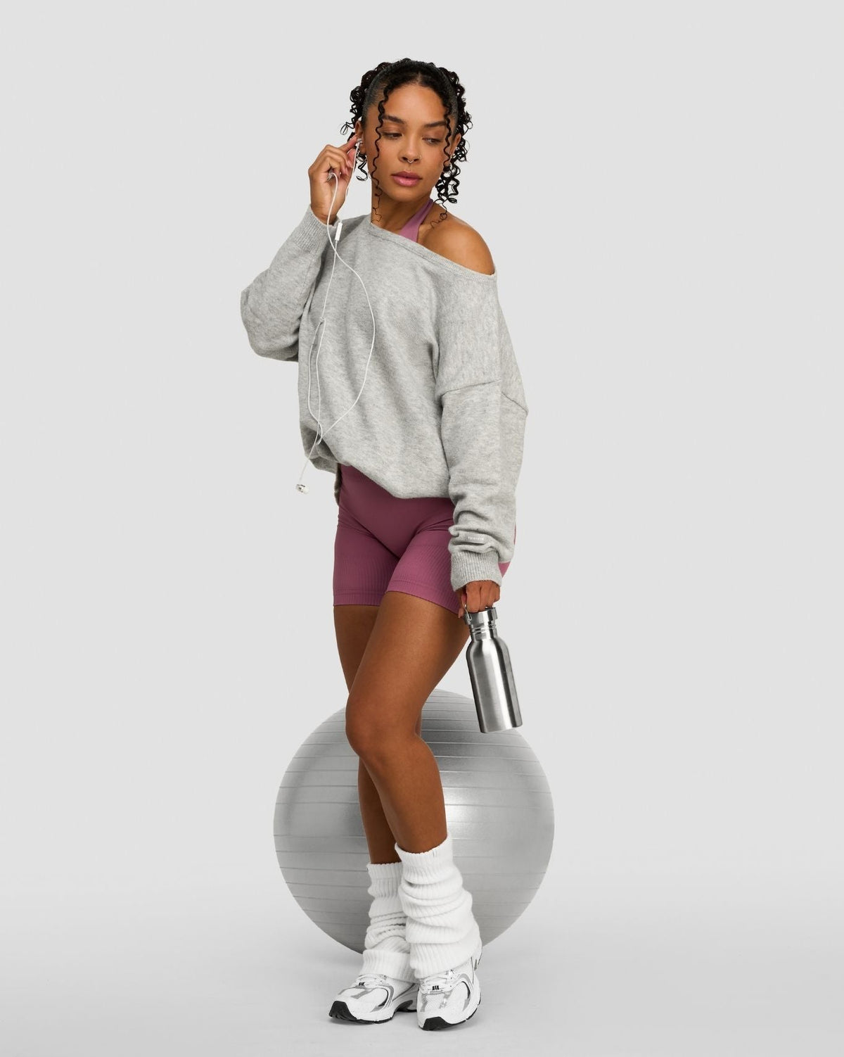 The Essential Collection Off The Shoulder Wool Blend Sweater | Grey Melange