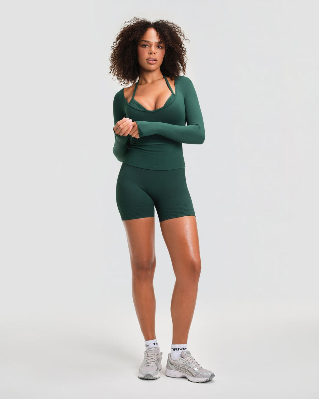 Elevate™ Sculpting Seamless V-Neck Top | Pine Green