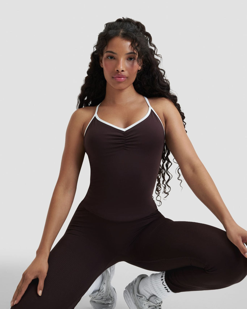 Elevate™ Outline Cross Back Tank Top | Coffee