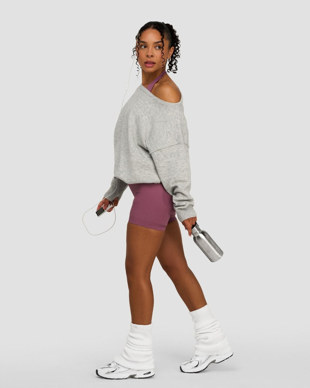 The Essential Collection Off The Shoulder Wool Blend Sweater Grey Melange