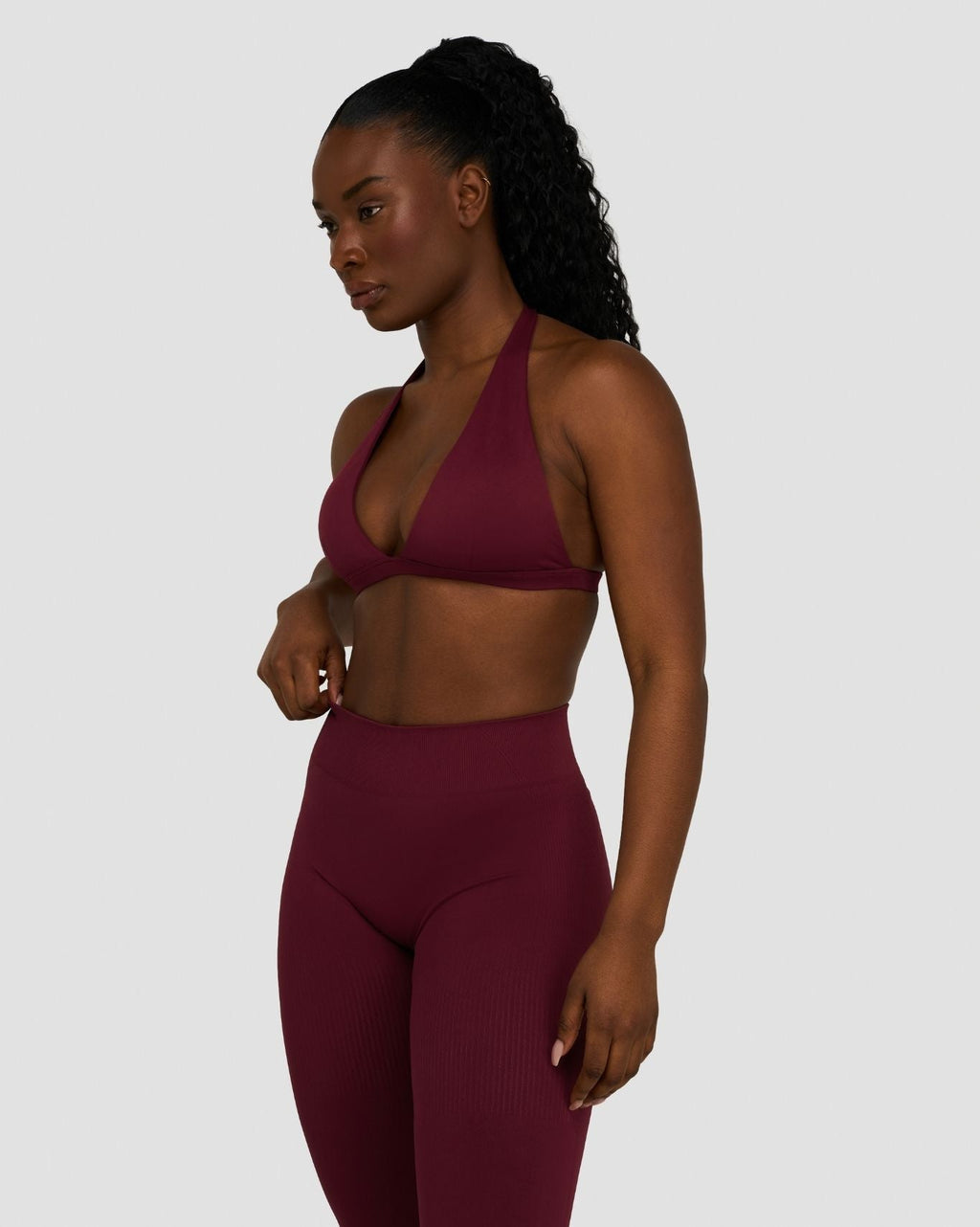 Elevate™ Sculpting Seamless V-Neck Halter Bra | Merlot