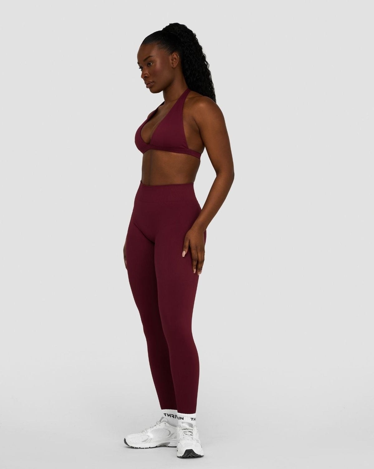 Elevate™ Sculpting Seamless V-Neck Halter Bra | Merlot