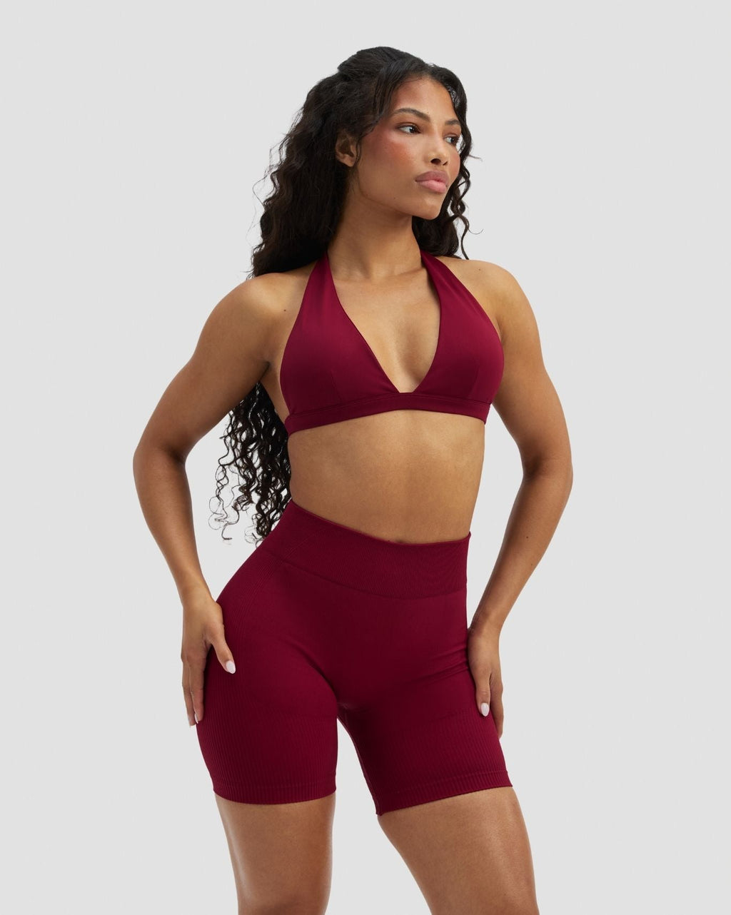 RiseFit Sculpting Mid Waist Scrunch Shorts Raspberry