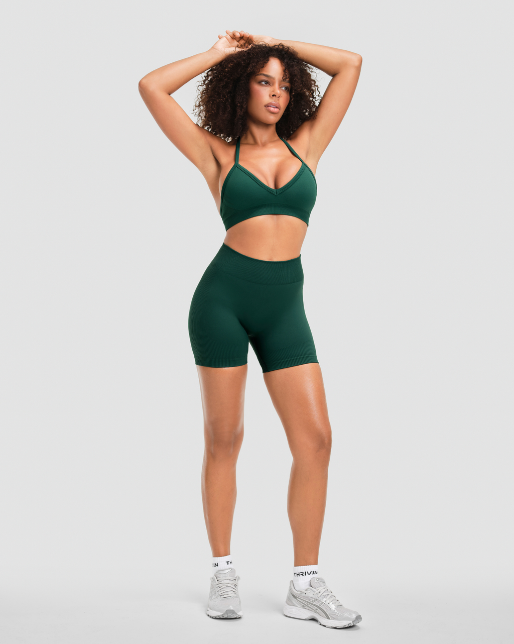 RiseFit Sculpting Mid Waist Scrunch Shorter Shorts Pine Green