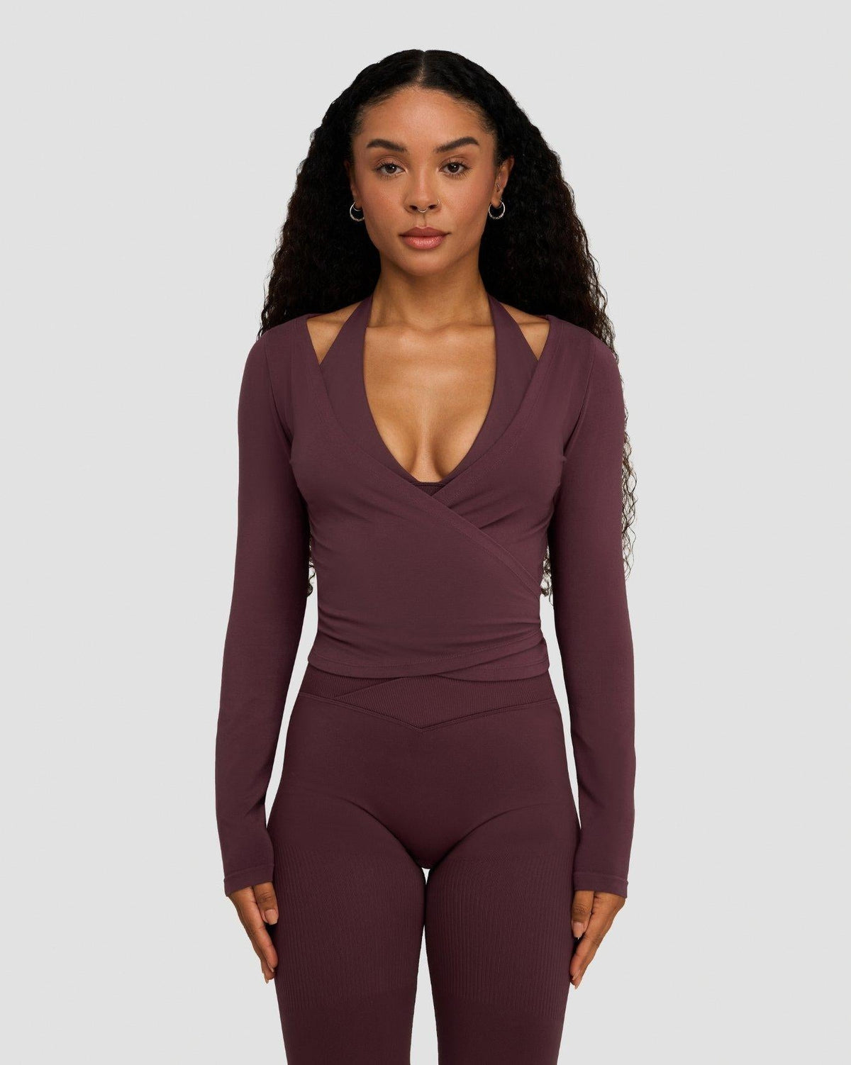 The Essential Collection Wrap Top | Dark Mauve