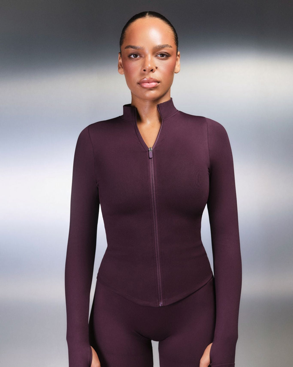 Elevate™ Compression Long Sleeve Jacket | Winter Plum